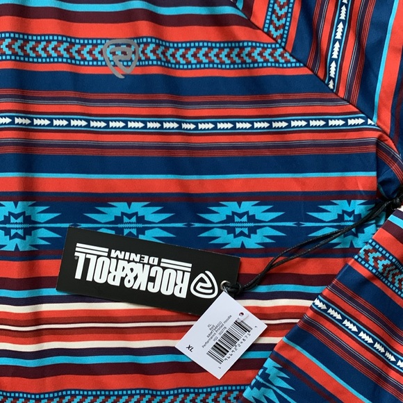 NWT Men’s Rock&Roll Denim Aztec Pullover - Picture 4 of 5